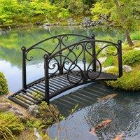 OUTSUNNY Decorative Garden Bridge Landscaping with Railings for Creek Pond in Black