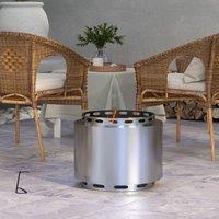 OUTSUNNY 48.5cm Smokeless Wood Burning Firepit in Silver