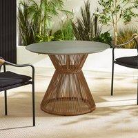FurnitureboxUK Lanai Rattan Round Garden Dining Table in Black