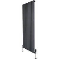 Monstershop Flat Single Column Radiator - 1600mm x 700mm & Valves - Anthracite in Grey