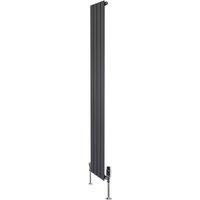 Monstershop Flat Single Column Radiator & Valves - 1800mm x 280mm - Anthracite in Grey