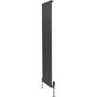 Monstershop Flat Single Column Radiator & Valves - 1800mm x 420mm - Anthracite in Grey