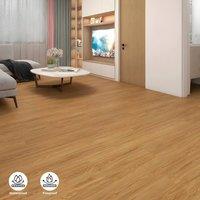 ENER-J Britwall English Oak SPC Luxury Vinyl Flooring Pack of 10 2.2 Sq Meter 1220 x 181 mm 6mm Waterproof Click Lock in Brown | Size: 10000mm x 520mm