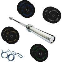 Monstershop 7ft Olympic Weightlifting Bar Bumper Weight Plate Sets 20kg Weight Set in Black