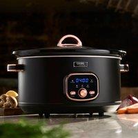 Cooks Professional 6.5L Digital Slow Cooker with Lid, Removable Bowl & 3 Heat Settings in Rose Gold