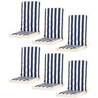 icon 6-Pack Outdoor Garden Seat Pads, Striped, Double-Sided in Navy