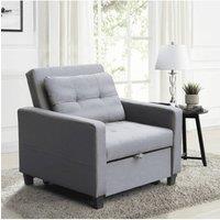 Home Source Linen Upholstered Convertible Sleeper Sofa Chair for Living Room in Dark Grey