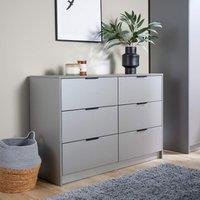 Home Source Chest 6 Drawers Bedroom Clothing Bedside Storage Organiser Wide in Grey
