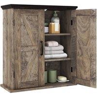 Costway Bathroom Wall Cabinet Farmhouse Medicine Cabinet w/ 2 Doors & Shelves in Grey