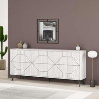 Decortie 6-Doors Push-to-open Doors Sideboard 'Dune' with Metal Legs 183cm in Off-White | Size: 3 Pack