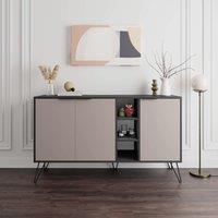 Decortie 3-Doors Sideboard 'Clara' with Metal Hairpin Legs 142cm in Grey | Size: 2 Pack