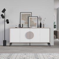 Decortie 4 Doors Sideboard 'Gora' 4 Metal Legs, Chipboard Handle Storage Unit 180cm in Grey | Size: 3 Pack