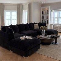 Home & Love Luxe Bishop U Shape Cinema Sofa Scatterback Corner Sofa - Black