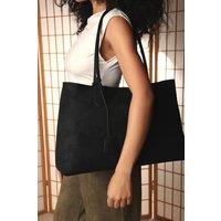 Where's That From Women's 'Drift' Suede Slouchy Shoulder Tote Bag in Black
