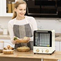 HOMCOM 15L Mini Oven Countertop Oven & Grill with Adjustable Temperature in Cream