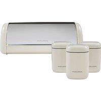 Morphy Richards Equip Cream Bread Bin & 3 Canister Set Kitchen Bundle | Size: Medium