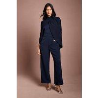 Coast Women's Petite High Neck Cape Sleeve Wide Leg Jumpsuit in Navy | Size: 16
