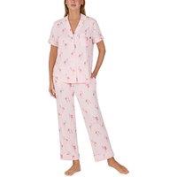 Kate Spade New York Women's KS new york short sleeve notch crop pj set in flamingo cove in Light Pink | Size: Large