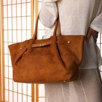 Where's That From Women's 'Dove' Suede Handheld Tote Bag in Tan