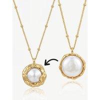 MUCHV Women's Baroque Pearl Necklace With Bobble Chain in 18k Gold or Silver