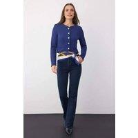 WOVCOR Women's Women's Plain Button Front Cropped Knitted Jacket in Navy | Size: XS