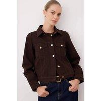 WOVCOR Women's Women's Plain Collared Button Front Cape Jacket in Brown | Size: XS