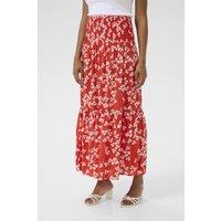 Kaffe Women's KAmaxi Smock Waist Maxi Skirt in Scarlet | Size: Medium/Large