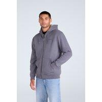 Animal Men's 'Samuel' Full Zip Lightweight Sherpa Lined Cotton Relaxed Fit Hoodie in Charcoal | Size: Small