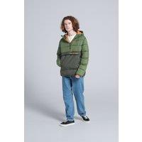 Animal Men's Wilder Jacket Overhead Padded Coat with Kangaroo Pocket in Khaki | Size: XS