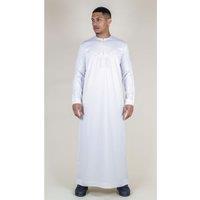 Thobez Men's Satin Emirati Thobe Islamic Clothing in White | Size: 58S