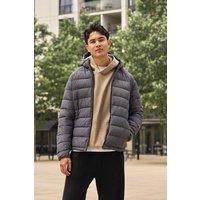 Animal Men's 'Light Cloud Cosi' Warm Full Zip Adjustable Hood Marl Padded Jacket in Charcoal | Size: XL