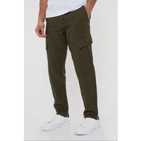 Threadbare Men's 'Ramsay' Linen Blend Cargo Trousers in Khaki | Size: 36R