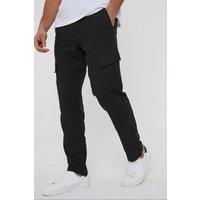 Threadbare Men's 'Ramsay' Linen Blend Cargo Trousers in Black | Size: 32R