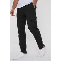 Threadbare Men's 'Ramsay' Linen Blend Cargo Trousers in Black | Size: 34R