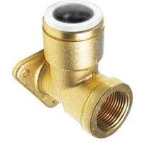 John Guest Brass Backplate Elbow 15mm X 1/2 in Gold