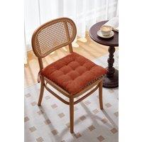 Living and Home Bohemian Style Tufted Square Chair Cushion with Tassels in Orange | Size: 40 cm x 40 cm
