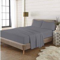 Homes-Linen Plain Thermal Flannelette Flat Sheet 100% Brushed Cotton Bedding in Grey | Size: Single