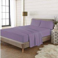 Homes-Linen Plain Thermal Flannelette Flat Sheet 100% Brushed Cotton Bedding in Lilac | Size: Single