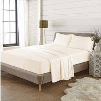 Homes-Linen Plain Thermal Flannelette Flat Sheet 100% Brushed Cotton Bedding in Cream | Size: Single
