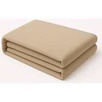 Homes-Linen Plain Dyed Flat Sheet Polycotton Blend Easy Care Bed Linen in Beige | Size: King