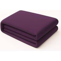 Homes-Linen Plain Dyed Flat Sheet Polycotton Blend Easy Care Bed Linen in Plum | Size: Double