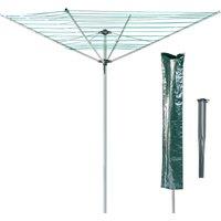 Marco Paul 50m Aluminium Rotary Washing Line with Ground Spike & Waterproof Cover in Grey