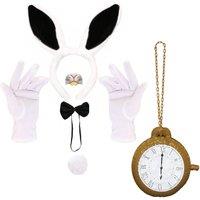 I Love Fancy Dress Black Rabbit Set With Nose, Gloves & Giant Pocket Watch