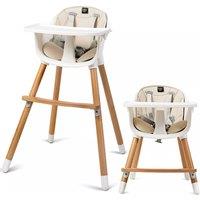 Costway 3 in 1 Baby Infant High Chair Feeding Dining Chair W/ Food Tray & Safety Belt in White