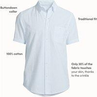 Lands' End Men's Tall Short Sleeve Seersucker Cotton Shirt in Pale Blue | Size: 2XL