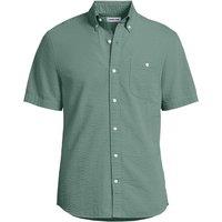 Lands' End Men's Short Sleeve Seersucker Cotton Shirt in Green | Size: 2XL