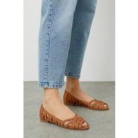 Dorothy Perkins Women's Prim Peep Toe Ballet Pumps in Tan | Size: 8