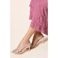 Dorothy Perkins Women's Brooke Crystal Vinyl Sling Back Court Shoes in Silver | Size: 7