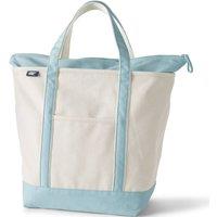 Lands' End Women's Large Zip Top Canvas Tote Bag in Light Blue
