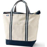 Lands' End Women's Large Zip Top Canvas Tote Bag in Navy